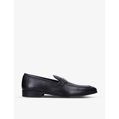 Shop Ferragamo Ramses Gancini-bit Leather Loafers In Black