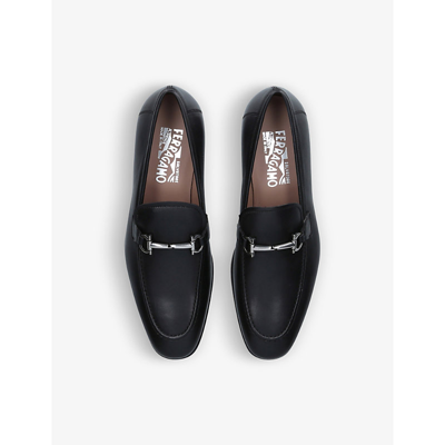 Shop Ferragamo Ramses Gancini-bit Leather Loafers In Black