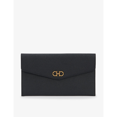 Ferragamo Gancini Leather Envelope Clutch Bag In Schwarz | ModeSens