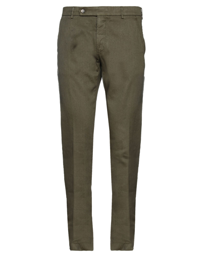 Shop Berwich Man Pants Military Green Size 32 Linen, Cotton, Elastane