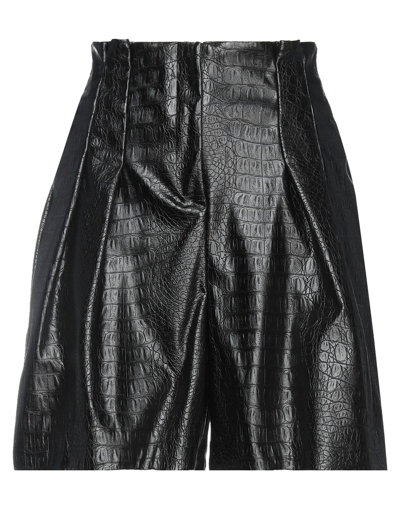 Shop Shirtaporter Woman Shorts & Bermuda Shorts Black Size 8 Polyurethane, Polyester