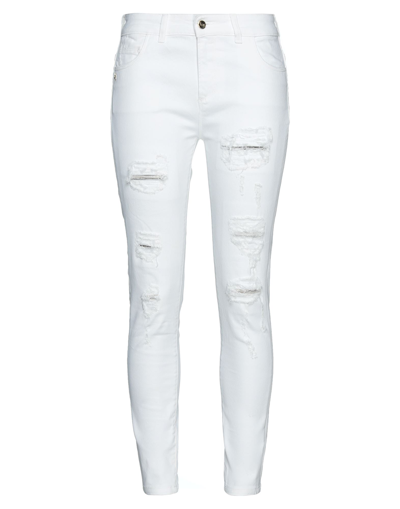 Shop Byblos Woman Jeans White Size 29 Cotton, Elastane
