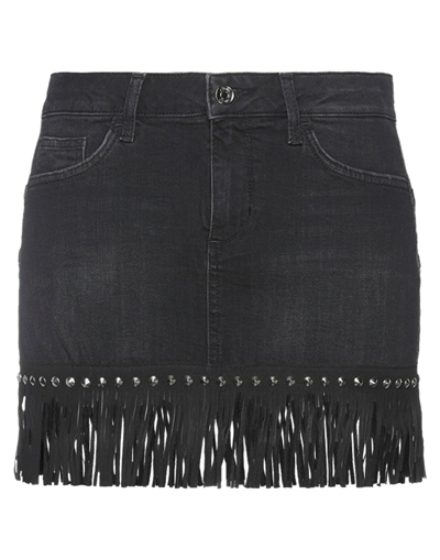 Shop Liu •jo Woman Denim Skirt Black Size 28 Cotton, Elastane, Polyester
