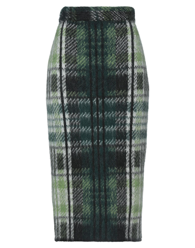 Shop Elisabetta Franchi Woman Midi Skirt Dark Green Size 4 Acrylic, Polyamide, Mohair Wool