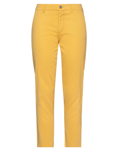 Shop Berwich Woman Pants Ocher Size 2 Cotton, Silk, Elastane In Yellow