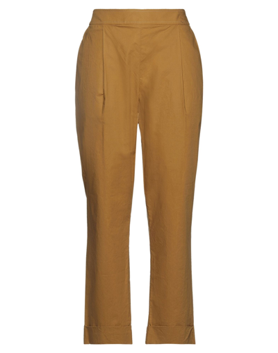 Shop Semicouture Woman Pants Ocher Size 2 Cotton In Yellow
