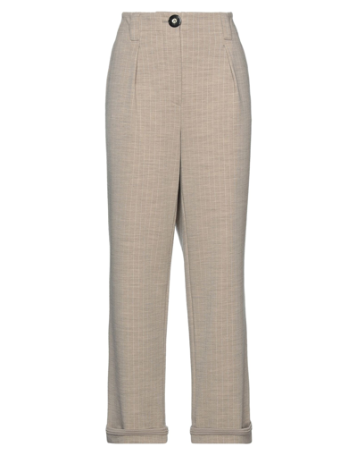 Shop Giorgio Armani Woman Pants Sand Size 8 Polyester, Wool, Polyamide, Elastane, Virgin Wool In Beige