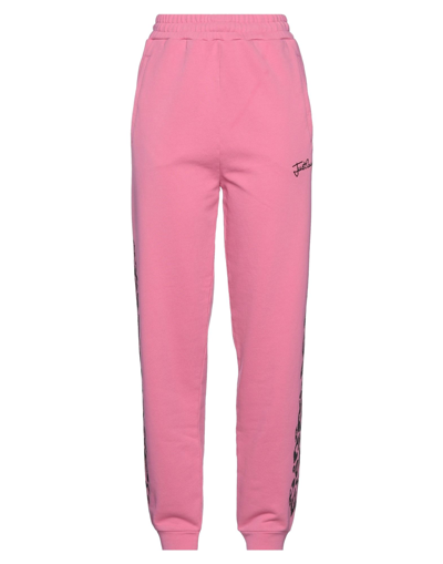 Shop Just Cavalli Woman Pants Pink Size 10 Cotton