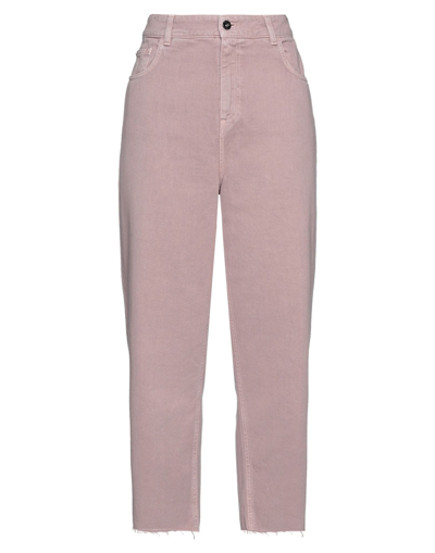 Shop Actitude By Twinset Woman Jeans Pastel Pink Size 25 Cotton