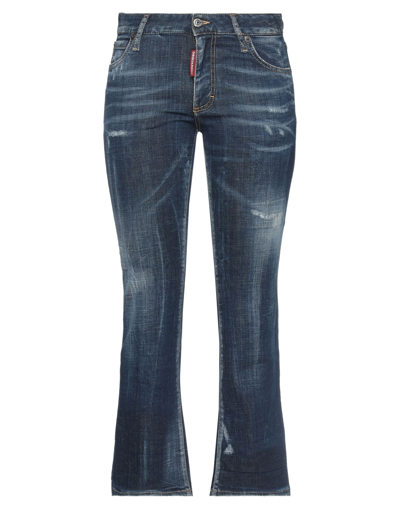 Dsquared2 Cropped Jeans In Washed Denim In Blue