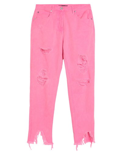 Shop Marco Bologna Woman Denim Pants Fuchsia Size 6 Cotton In Pink
