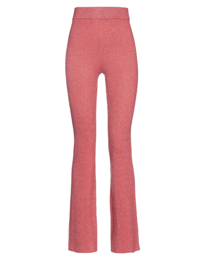 Gcds Lurex-knit High-waisted Trousers In Red