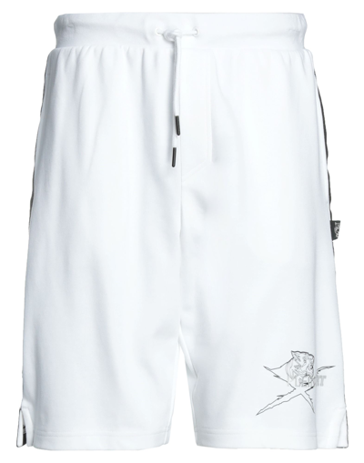 Shop Plein Sport Man Shorts & Bermuda Shorts White Size Xl Cotton, Polyester
