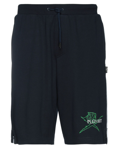 Plein Sport Man Shorts & Bermuda Shorts Midnight Blue Size L Cotton, Polyester In Blue