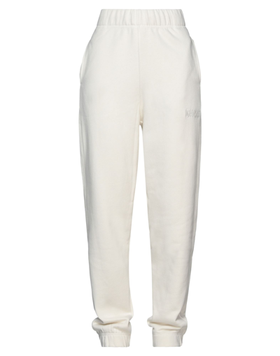Shop Ganni Woman Pants Ivory Size L Organic Cotton, Recycled Polyester In White