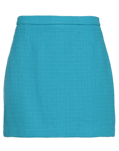 Shop Vicolo Woman Mini Skirt Turquoise Size M Cotton, Elastane In Blue