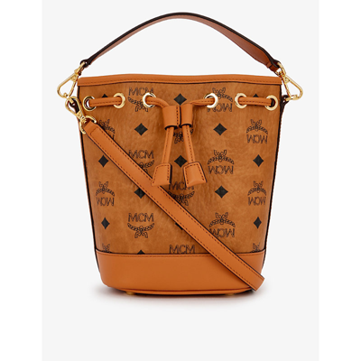 MCM Cognac Visetos Coated Canvas and Leather Mini Heritage Top