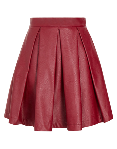 Shop 8 By Yoox High-waist Pleated Mini Skirt Woman Mini Skirt Burgundy Size 8 Viscose, Polyurethane In Red