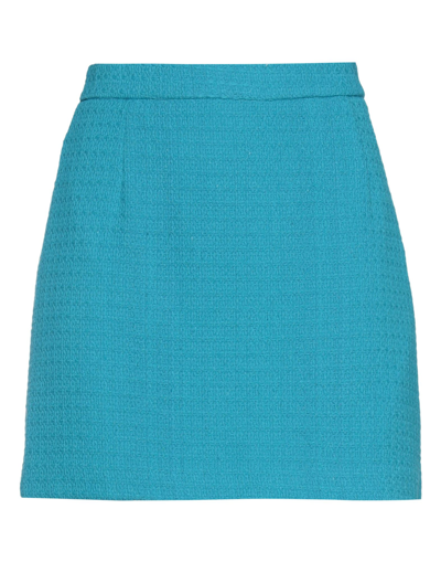 Shop Vicolo Woman Mini Skirt Turquoise Size M Cotton, Polyester In Blue