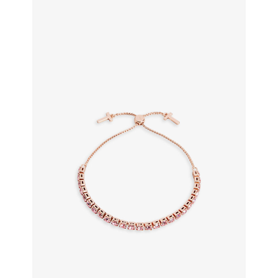 Shop Ted Baker Melrah Gold-toned Brass And Crystal Bracelet In Pink