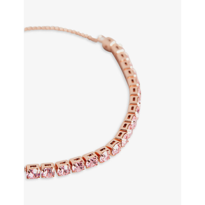 Shop Ted Baker Melrah Gold-toned Brass And Crystal Bracelet In Pink
