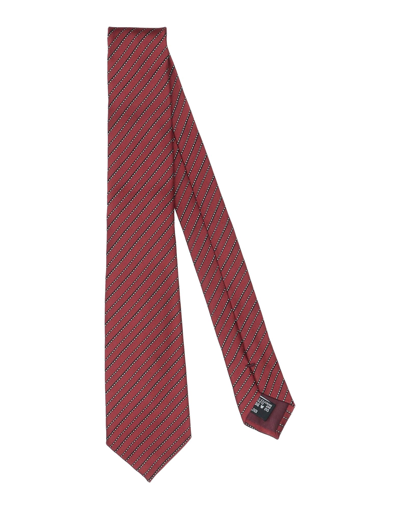 Shop Giorgio Armani Man Ties & Bow Ties Brick Red Size - Silk