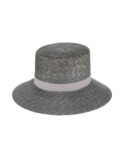 Shop Giorgio Armani Woman Hat Grey Size 7 Straw, Viscose, Cotton, Acetate