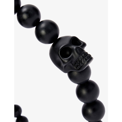 Shop Alexander Mcqueen Skull Beaded Bracelet In Black