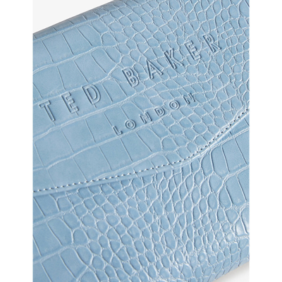 Shop Ted Baker Crocey Croc-effect Faux-leather Clutch In Pl-blue
