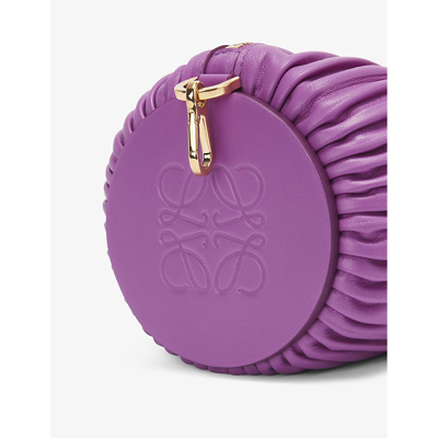 Shop Loewe Women's Purple Bracelet Pouch Pleated Leather Shoulder Bag
