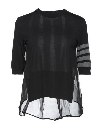 Shop Thom Browne Woman Sweater Black Size 8 Silk, Cotton, Polyamide, Elastane