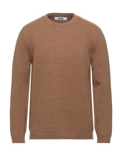 Shop Mauro Grifoni Grifoni Man Sweater Camel Size 46 Cotton, Polyamide, Elastane In Beige