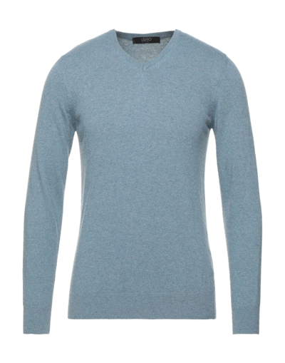 Shop Liu •jo Man Sweaters In Slate Blue