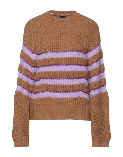 Shop Pinko Uniqueness Woman Sweater Camel Size M Wool, Acrylic, Polyamide, Alpaca Wool, Elastane In Beige