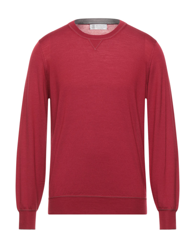 Shop Brunello Cucinelli Man Sweater Red Size 40 Virgin Wool, Cashmere
