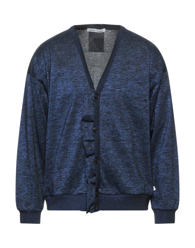 Shop Martin Asbjørn Man Cardigan Midnight Blue Size Xxs Cotton, Polyester, Nylon
