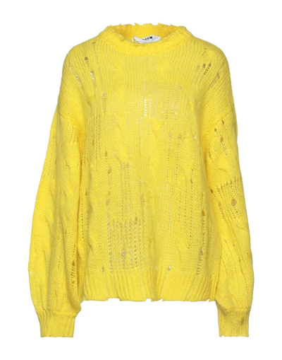 Shop Msgm Woman Sweater Yellow Size M Acrylic, Mohair Wool, Polyamide