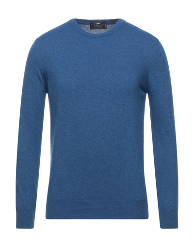 Shop Giulio Corsari Man Sweater Blue Size 3xl Wool, Viscose, Polyamide, Cashmere