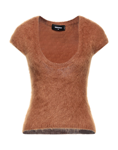 Shop Dsquared2 Woman Sweater Brown Size Xs Mohair Wool, Polyamide, Virgin Wool