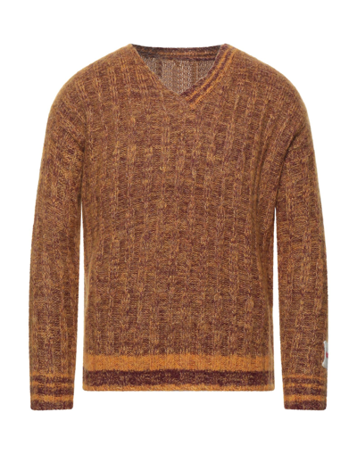 Shop Longo Man Sweater Ocher Size 3 Mohair Wool, Polyamide, Wool, Viscose, Cashmere In Yellow