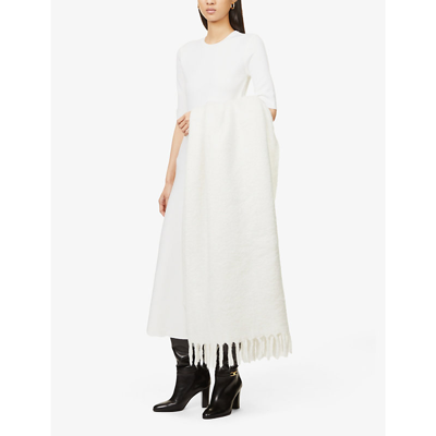 Shop Gabriela Hearst Seymore Flared-hem Wool-blend Maxi Dress In Ivory