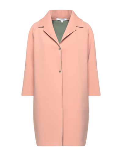 Shop La Fille Des Fleurs Woman Overcoat Blush Size M Polyamide, Elastane In Pink
