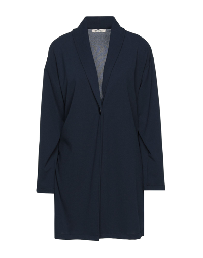 Shop Think Woman Overcoat & Trench Coat Midnight Blue Size Xl Polyester, Elastane