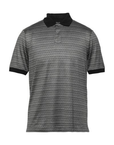Shop Giorgio Armani Man Polo Shirt Lead Size 44 Silk, Polyamide, Elastane In Grey