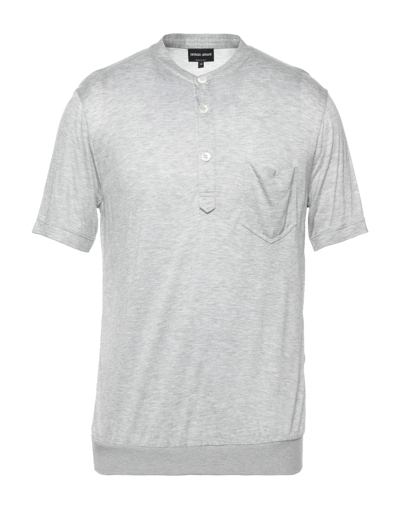 Shop Giorgio Armani Man T-shirt Light Grey Size 46 Viscose, Polyamide, Elastane