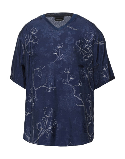 Shop Giorgio Armani Man T-shirt Midnight Blue Size Xl Cupro, Viscose