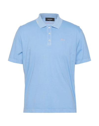 Shop Dsquared2 Man Polo Shirt Sky Blue Size Xl Cotton