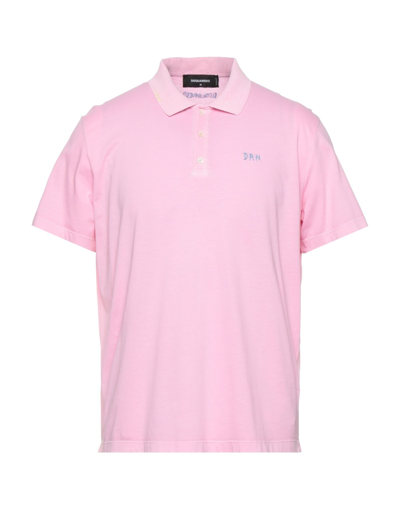 Shop Dsquared2 Man Polo Shirt Pink Size Xs Cotton