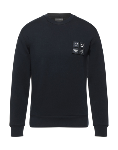 Shop Emporio Armani Man Sweatshirt Midnight Blue Size L Cotton, Polyester, Elastane In Dark Blue