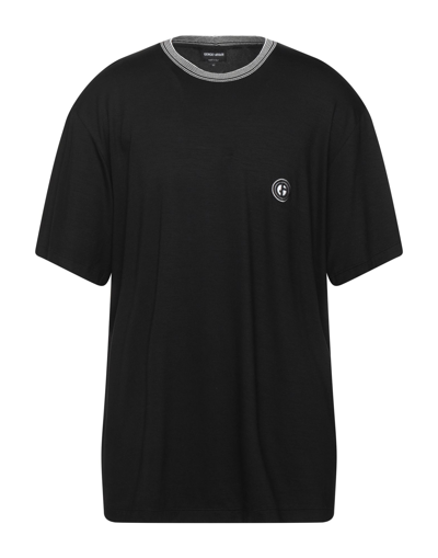 Shop Giorgio Armani Man T-shirt Black Size 44 Viscose, Elastane, Polyamide